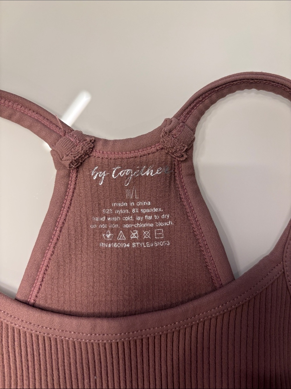 By Together Dusty Mauve Ribbed Racerback Tank - Picture 2 of 3